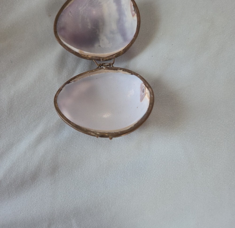 Purple Vintage Shell Coin Brass Purse - Picture 5 of 7